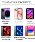 Compatible devices grid: iPhone 15 Pro/Max, iPhone 15/Plus, iPad Mini 6th Gen, iPad Pro (2023–2018), iPad Air 5th/4th Gen, iPad 10th Gen