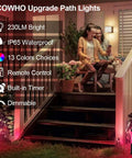 RGB Color Changing Outdoor Landscape Lights 12V Low Voltage LED Garden Pathway Lighting With Remote Control 13 Colors and 2 Modes IP65 Waterproof For Your Yard Decor and Christmas Lighting No-Fuss Setup on steps