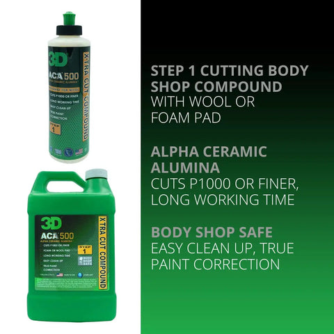 Extra-Cut Cutting Compound Step 1 For Deep Paint Correction Targeting Deep Scratches And Heavy Oxidation P100 Grit Or Finer, Body Shop Safe Low Dust Formula Ideal For Pro Detailers, Made In USA 8 Oz bottle and jug