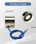 12V DC Electric Lifting Magnet 50N Solenoid Electromagnet Holding Force 5 Kg 25mm By 20mm side and top view