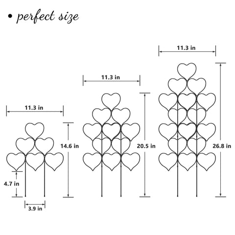 Diagram of Stackable Metal Garden Trellis Set for Indoor and Outdoor Climbing Plants Dope 3 Pack Plant Support sizes