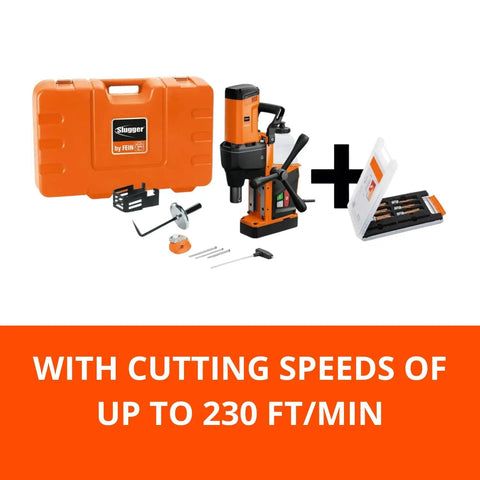 Magspeed 150 Magnetic Base Drill Featuring Dual Side Hand Feed Wheels And A Super Beefy 1500W Motor For Tough Metal Jobs That Knock It Right Out Of The Park Built Like A Tank with drill accessories and case.