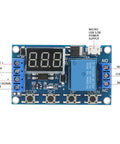 Get In Gear With This Plug And Play Digital Timer Relay Module Featuring A Sharp Led Screen And Dead Simple Settings For Bullseye Timing On Any 6 To 30 Volt Heavy Duty Build, showing connections and display.
