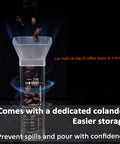 Coffee Bar Game Changer Clear Airtight Bean Storage Jars On Solid Walnut Base Heavy Duty Steel Frame Rack With Six Tubes And Two Funnels Real Deal Countertop Bean Keeper with funnel and beans