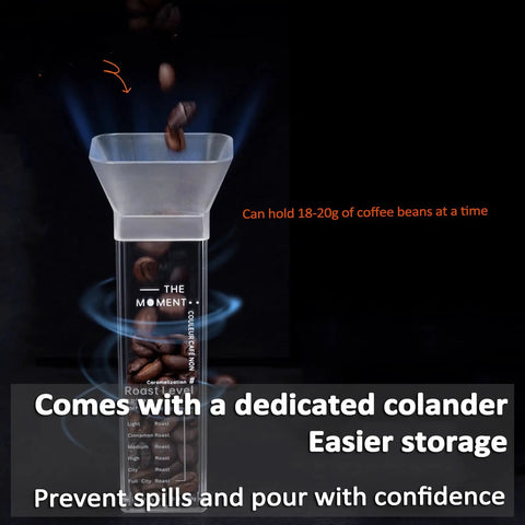 Coffee Bar Game Changer Clear Airtight Bean Storage Jars On Solid Walnut Base Heavy Duty Steel Frame Rack With Six Tubes And Two Funnels Real Deal Countertop Bean Keeper with funnel and beans