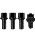 High Carbon Steel Wheel Bolts M14 X 1.5 Thread Pitch Black Coated Heavy Duty Lug Studs set of 4 with hex heads for vehicles.