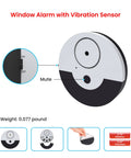 Six Pack Window Glass Break Alarm With Vibration Sensor For Home Office And RV Security, Detects Even The Lightest Shocks To Your Glass, Easy Install, Reliable Protection For Windows And Doors. Round plastic alarm with mute switch, 2.75-inch size