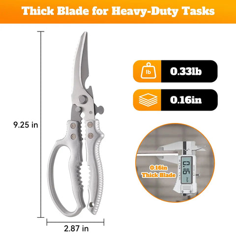 Heavy Duty Poultry Shears For Chicken And Bone Cutting Stainless Steel 3Cr13 Kitchen Scissors Sharp Wear Resistant Edge Rust Proof Multi Purpose Kitchen Tool For Poultry Beef And More, 9.25 in