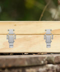 Wooden box with Stainless Steel Spring Hasp Toggle Latch Lock With Dual Spring Design for Toolbox and Wooden Case outdoor use.