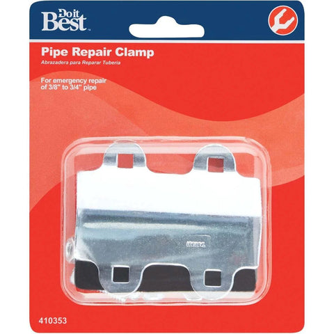 Do It Best pipe repair clamp, plated steel, for 3/8–3/4 in IPS pipe, front view