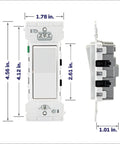 Lever Edge 15 Amp Single Pole Rocker Switch 10 Pack White Model E5601 MW with dimensions and fast wire insertion features