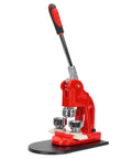 Premium Metal Badge Machine Button Maker For Custom DIY Gifts And Crafts with red metal frame and ergonomic handle.