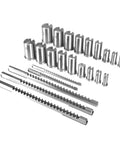 Pro Grade High Speed Steel Keyway Spline Broaching Set For Inch And Metric Sizes, Includes 5 Broaches, 18 Bushings, And 7 Shims