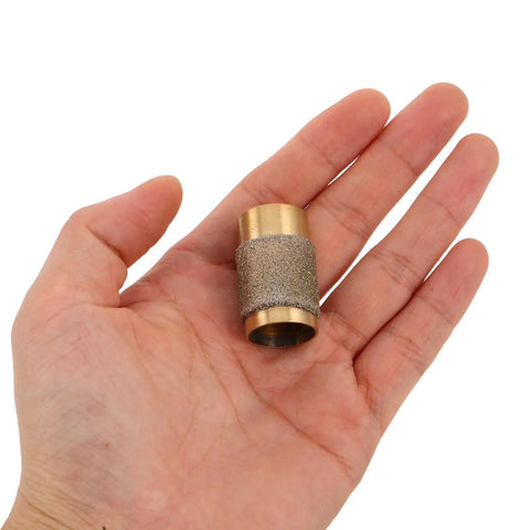 Pro Grit Diamond Grinding Wheel For Electric Glass Grinders With Brazed Abrasive Disc in hand, showing size and detail.