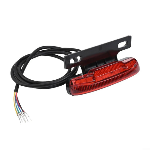 Must Have E Bike Rear Light For 36 Volt Or 48 V Batteries With 6 Pin Connector Plug And Super Bright Led Tail Lamp That Flashes Brake Signal At Night For Maximum Safety On The Road. red ABS e-bike rear light with 6-wire cable