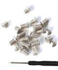 Heavy Duty Nickel Plated Flat Head Screws For Slick Belt Buckle And Handbag Repair Kit, 2.3mm x 4mm screws with screwdriver.