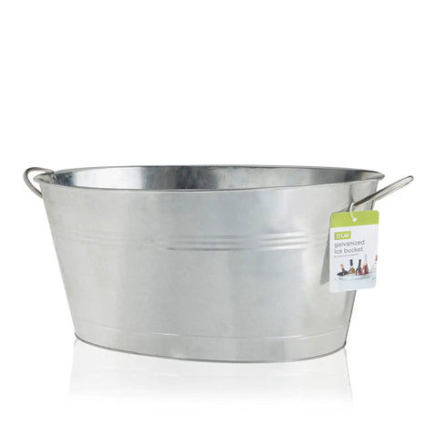 Large Galvanized Ice Tub For Parties With Sturdy Handles Six Point Three Gallon Beverage Cooler For Beer Wine Soda And Bottled Water