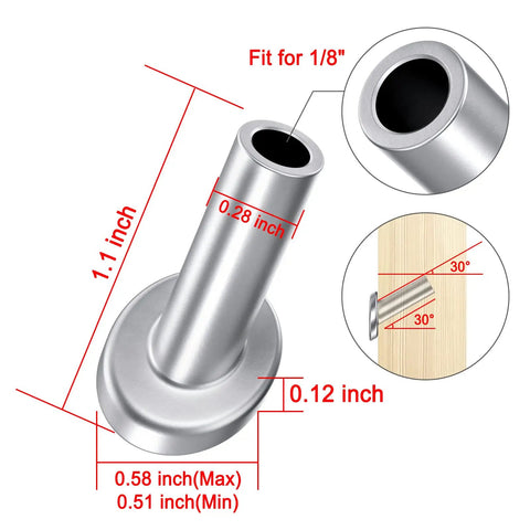 80 Pack Marine Grade 316 Stainless Steel 30 Degree Beveled Protector Sleeves for Wood Posts Fits 1/8 Inch Wire Rope Cable Railing DIY Balustrade Heavy Duty Protective Sleeves CR30
