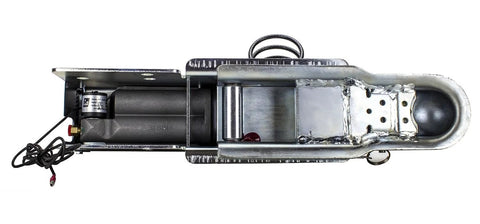 Side cutaway view of Dexter DX7.5 surge brake actuator for disc brakes, 2-inch ball, 7,500 lb capacity, zinc-plated.