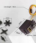 Diagram of Beefy 55g Metal Gear MG995 Servo Motor Digital Torque Servo 4 Pack for Arduino RC Cars with dimensions labeled