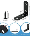 20 Pieces Stainless Steel L Right Angle Brackets With 1.57 By 1.57 Inch Sides Includes 80 Screws, black coated