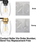 Broken and damaged glass shades for 4 Lights Black Vanity Light Fixtures Over Mirror With Clear Glass Shades Industrial Vibe Wall Sconce