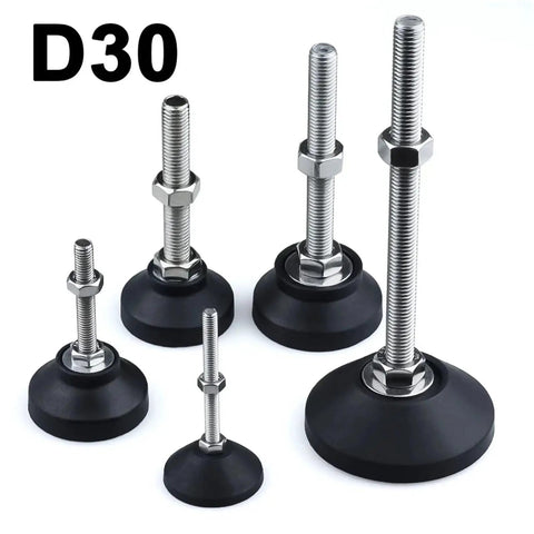 Adjustable Lathe Leg Set With 30mm Diameter Threaded Leveling Feet And Swivel Base, 4 Pieces, shown with various sizes