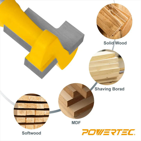 Heavy Duty T Track Router Bit With Tungsten Carbide Tip And One Quarter Inch Shank for cutting solid wood and MDF.