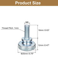M6x16mm Knurled Thumb Screws, 10 Pcs, Carbon Steel Zinc Plated Flat Knurled Head Fully Threaded Bolts with size dimensions