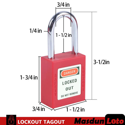 Heavy Duty Lockout Tagout Sets Six Red Safety Padlocks Keyed Different Two Keys Each OSHA Compliant Non Conductive Body Stainless Shackle Built Like A Tank For Real Deal Shop Floors