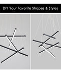 Sleek Modern LED Chandelier With 5 Lights Black Linear Pendant Ceiling Light With adjustable shapes and styles.
