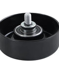 Serpentine Belt Drive Tensioner Pulley Component Kit For GM Hummer H2 Tahoe Silverado Suburban Avalanche Sierra 1500 2500 3500 2002-2008 Replacement Upgrade black pulley close-up