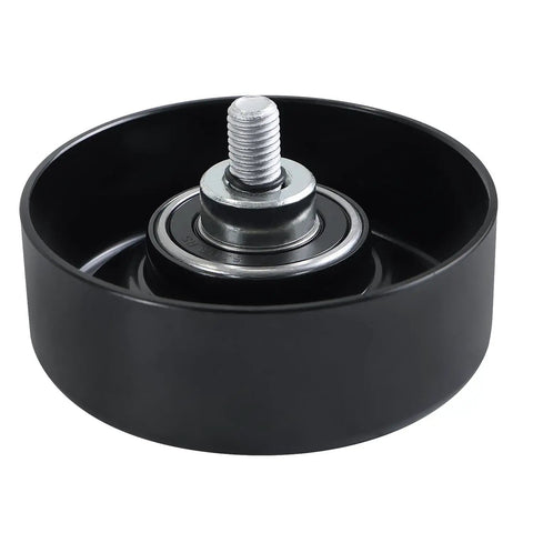 Serpentine Belt Drive Tensioner Pulley Component Kit For GM Hummer H2 Tahoe Silverado Suburban Avalanche Sierra 1500 2500 3500 2002-2008 Replacement Upgrade black pulley close-up