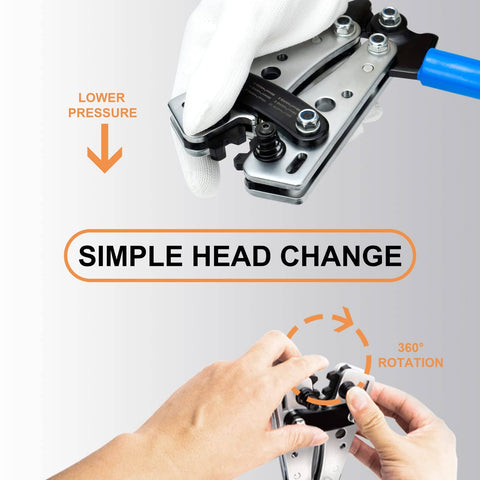 Battery Cable Lug Crimping Tool Set For AWG 10 Up To One Zero With Rotating Die And High Precision Jaws in hand for use