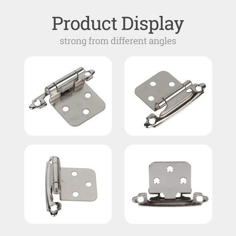 Greoil steel cabinet hinge set, 4 pcs with screws, for recessed semi-concealed 1/2-inch overlay cabinet doors