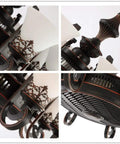 Close-up of Retro Ceiling Fan Light With Negative Ion Purification showcasing intricate design and remote control features.