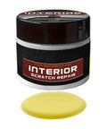 Jar of Interior Scratch Remover Kit for Dashboards and Vehicle Surfaces, Easy to Use Dashboard Scratch Repair Set with applicator pad.