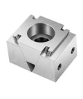 Heavy Duty CNC Machining Vise Clamp Fixture With M10 Batch Wedge Design and Adjustable Semicircular Jaw Mounting on a workbench.