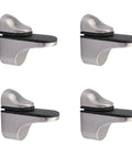 4 Pack Zinc Alloy Brushed Duckbill Glass Shelf Clamps, Adjustable Glass Panel Support Brackets With Non Slip Rubber Cushions