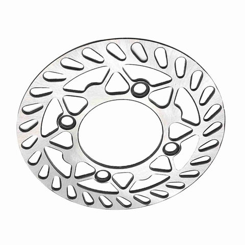 Pit Bike Brakes 190mm Front And Rear Disc Rotors For 50cc To 160cc SDG Wheel Pit Dirt Bikes Replacement Front Or Rear Brake Discs With 76mm Center Hole And 100mm Diagonal Mounting Spacing For Easy Precision Alignment showing aluminum rotor design