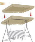 Replacement Porch Top Cover For Patio Outdoor Swing Seat Furniture 77X43 Beige with Scalloped Edge and Velcro Tabs