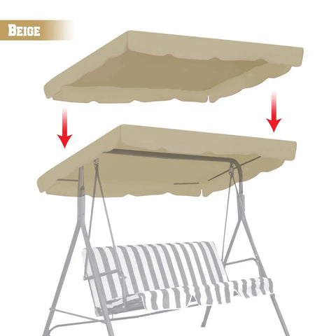 Replacement Porch Top Cover For Patio Outdoor Swing Seat Furniture 77X43 Beige with Scalloped Edge and Velcro Tabs