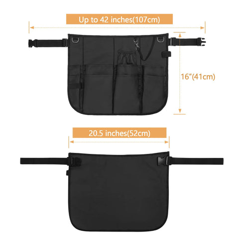 Pro Grade Cleaning Apron With 9 Pockets And Adjustable Waist Belt For House And Hotel Jobs Durable Black Caddy Apron front view