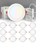 12 Pack Ultra Thin 6 Inch LED Recessed Lights With Junction Box, 5 CCT Selectable 2700K-5000K, Dimmable Canless Wafer Downlight