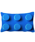 Blue Building Brick Print Throw Pillow Cover For Kids And Gamers 12x20 Inch Construction Block Pattern Cushion Case, blue front