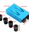 Pocket Hole Jig Kit For Woodworking With 15 Degree Oblique Hole Locator, aluminum alloy body, 6/8/10mm drill bits shown