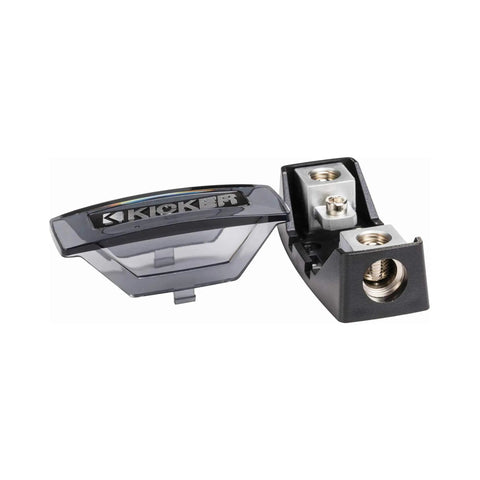 46FHS FHA Fuse Holder Single AFS for car audio with Versa Gauge connection, oversized convex screws, clean wire receptacles visible.