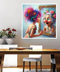 5D Diamond Painting Kit For Grownups And Newbies, DIY diamond art on wall in modern dining room setup