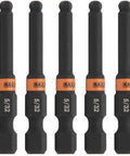 Ball End Hex 5/32 Inch Impact Driver Bit Set 2 Inch Quick Release 1/4 Inch Shank S2 Steel Beefy Premium 5 Pack