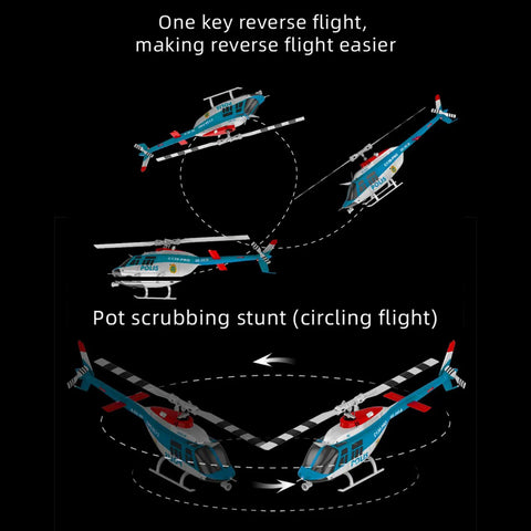C138Pro 206 Remote Controlled Helicopter performing reverse and pot scrubbing flight maneuvers